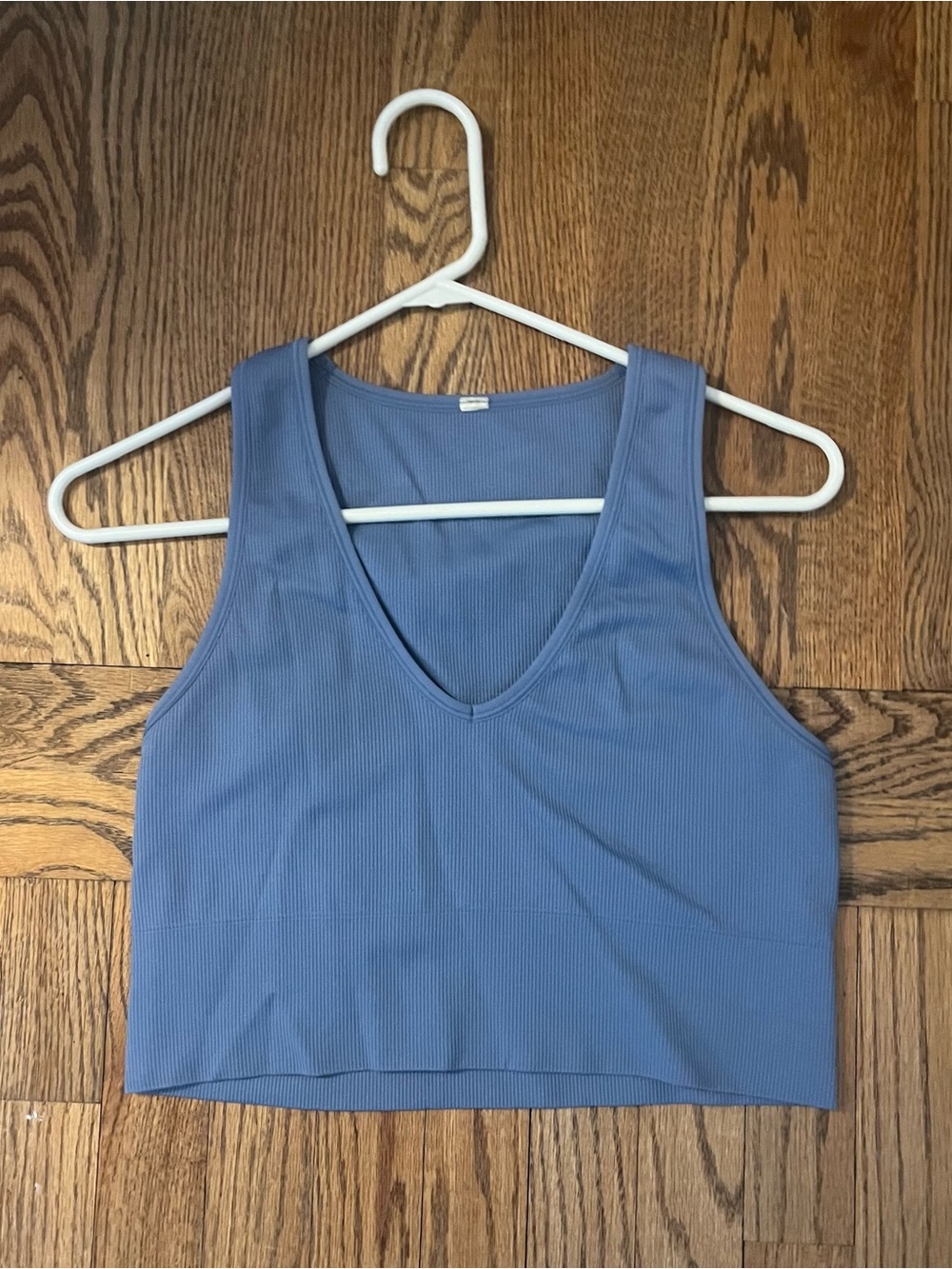 Athleta Dusty Blue Ribbed V-Neck Crop Tank